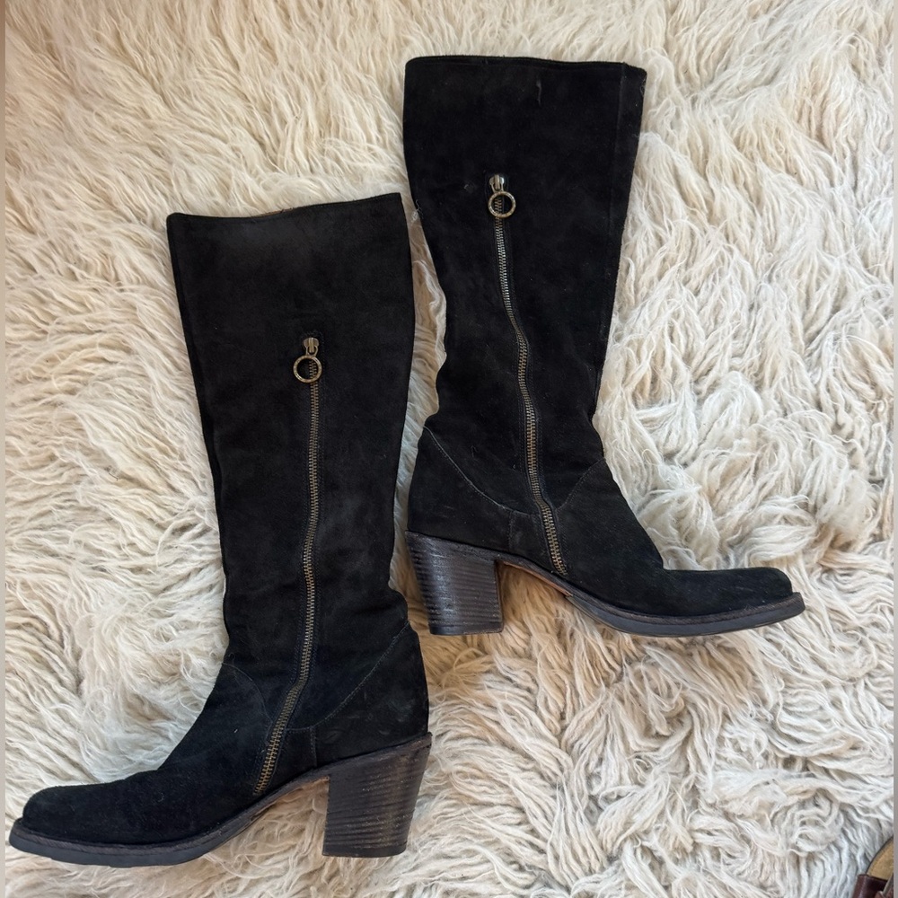 Fiorentini + Baker Black Suede Knee-High Boots
